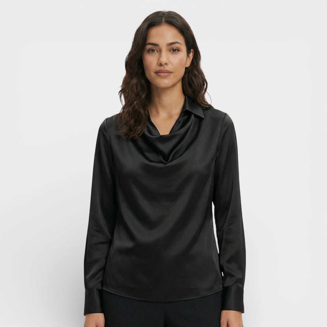 Blouse Satinée Col Drapé Femme