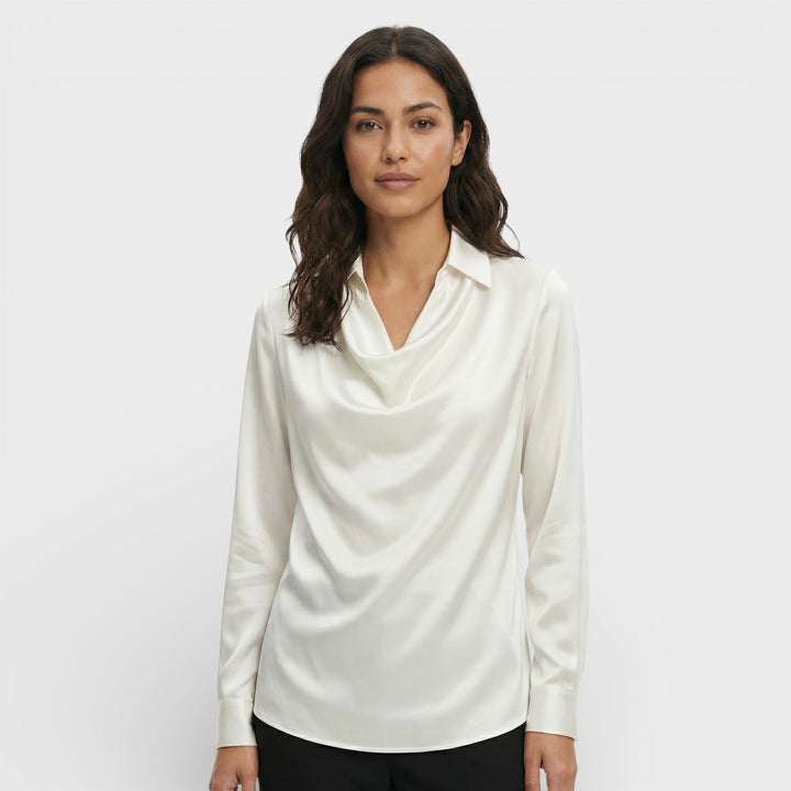 Blouse Satinée Col Drapé Femme