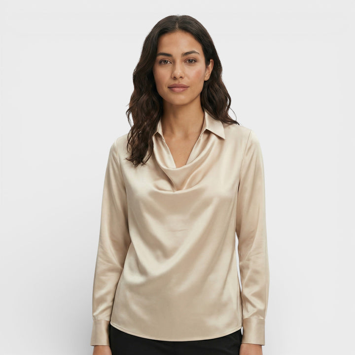 Blouse Satinée Col Drapé Femme