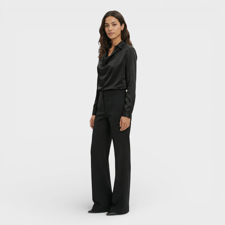 Blouse Satinée Col Drapé Femme