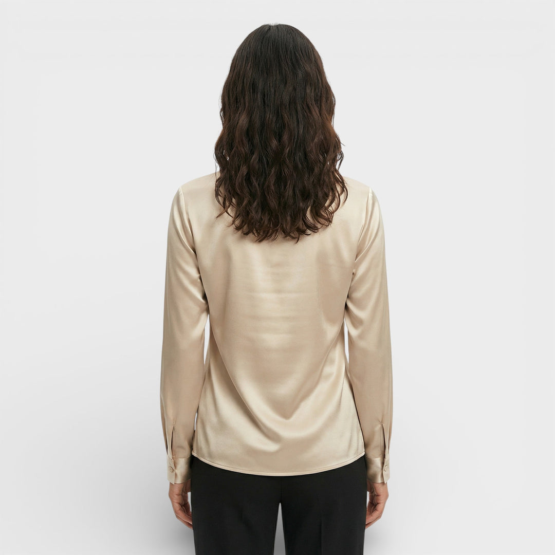 Blouse Satinée Col Drapé Femme