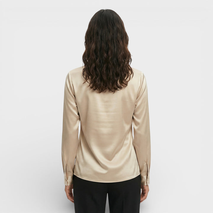 Blouse Satinée Col Drapé Femme