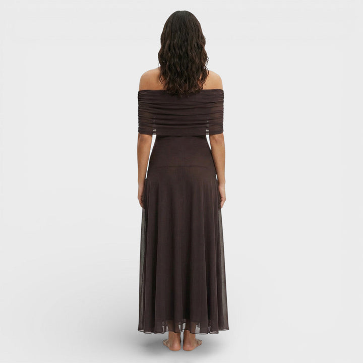 Robe Maxi Mousseline Épaules Dénudées