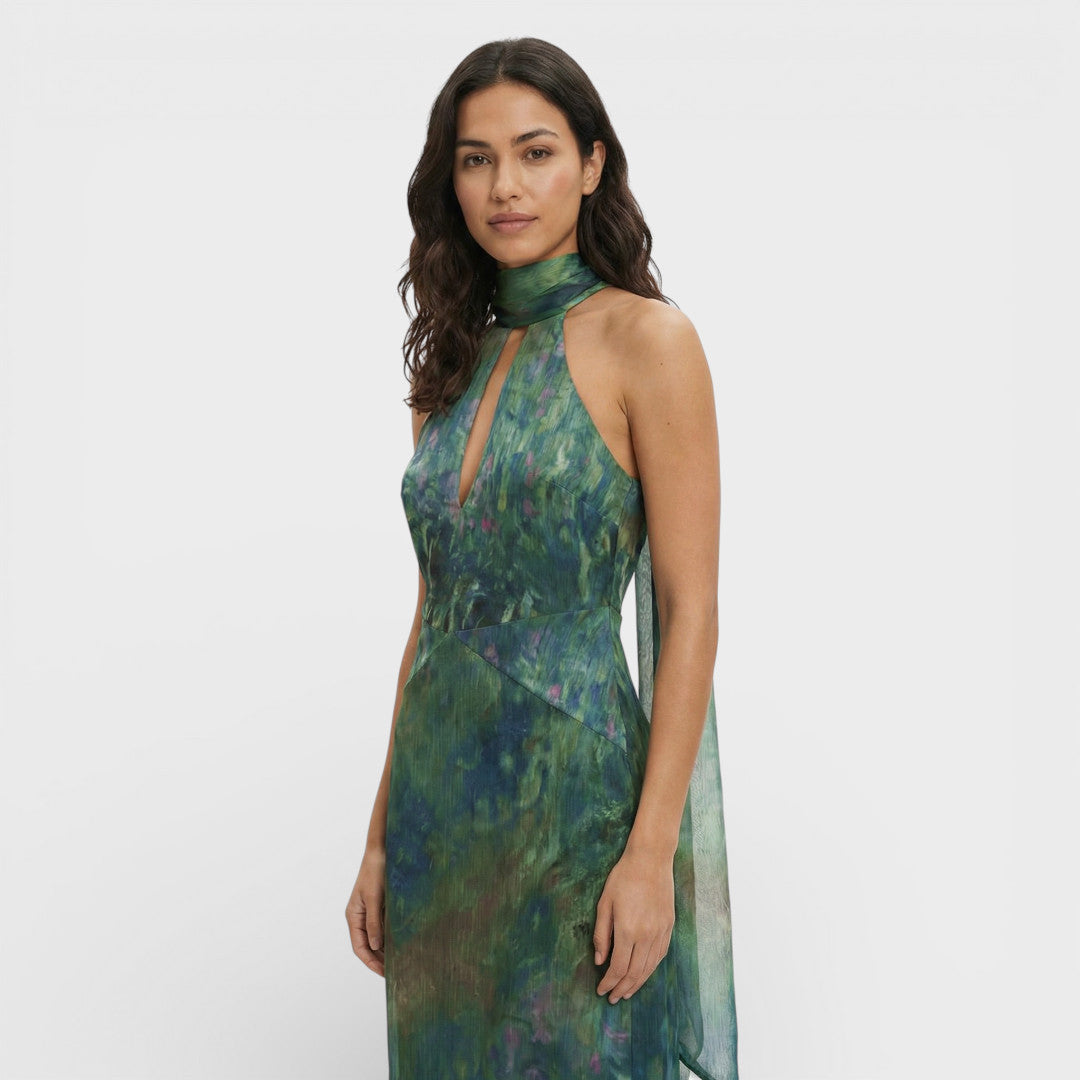 Robe Longue Soirée Imprimé Artistique