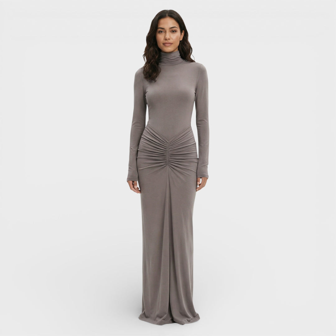 Robe Longue Froncée Élégante Femme
