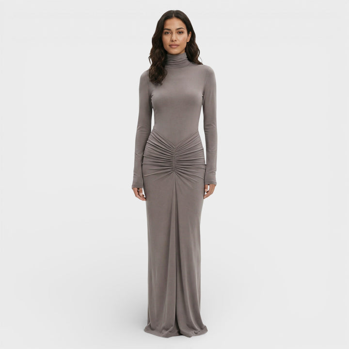 Robe Longue Froncée Élégante Femme