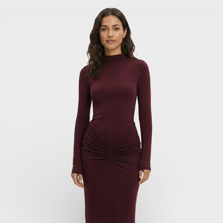 Robe Longue Froncée Élégante Femme