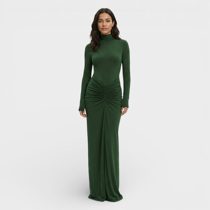 Robe Longue Froncée Élégante Femme