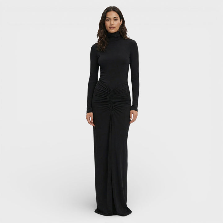 Robe Longue Froncée Élégante Femme