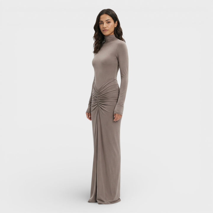 Robe Longue Froncée Élégante Femme