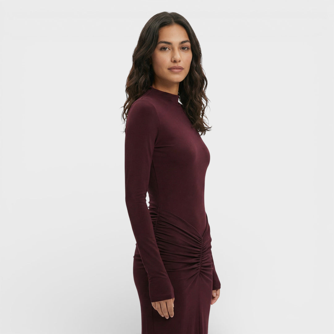 Robe Longue Froncée Élégante Femme