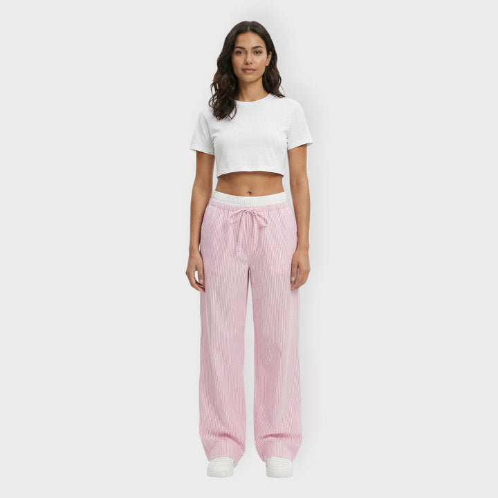 Pantalon Large Rayures Taille Femme