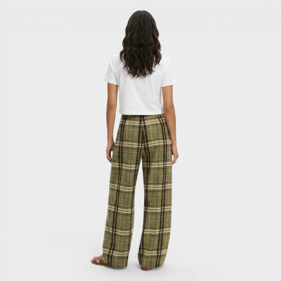 Pantalon Carreaux Jambe Large Femme
