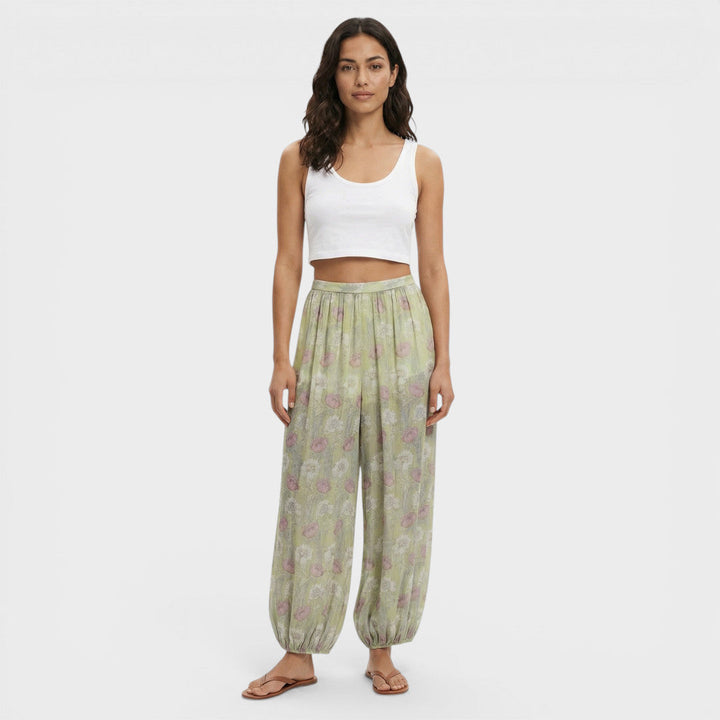 Pantalon Floral Jambe Large Femme