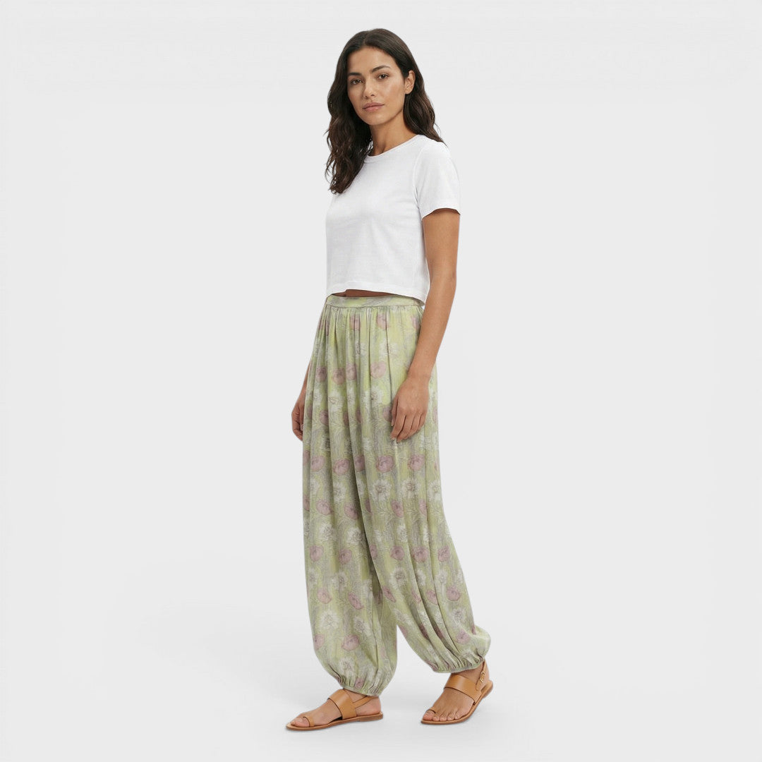 Pantalon Floral Jambe Large Femme