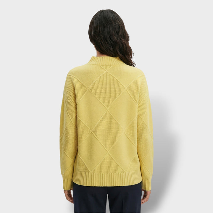 Pull Col Haut Tricot Losanges Femme