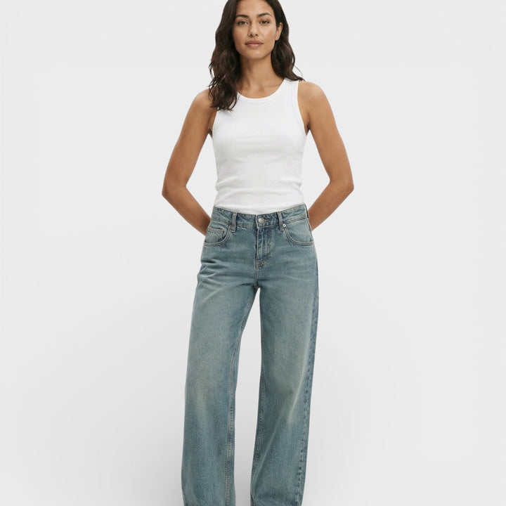 Jean Taille Moyenne Jambe Large Femme