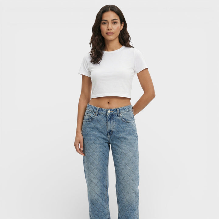 Jean Taille Moyenne Jambe Large Femme