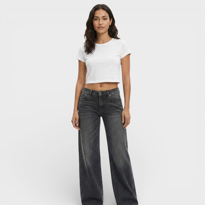 Jean Taille Moyenne Jambe Large Femme
