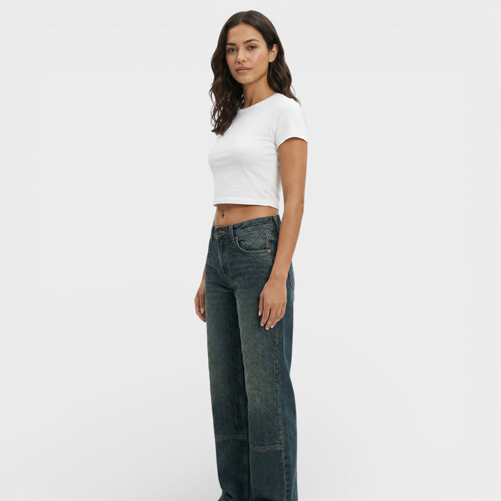 Jean Taille Moyenne Jambe Large Femme