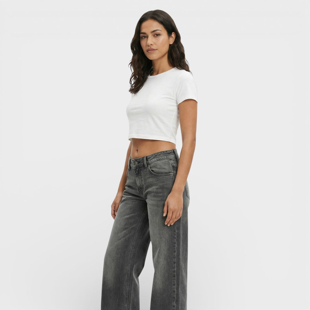 Jean Taille Moyenne Jambe Large Femme