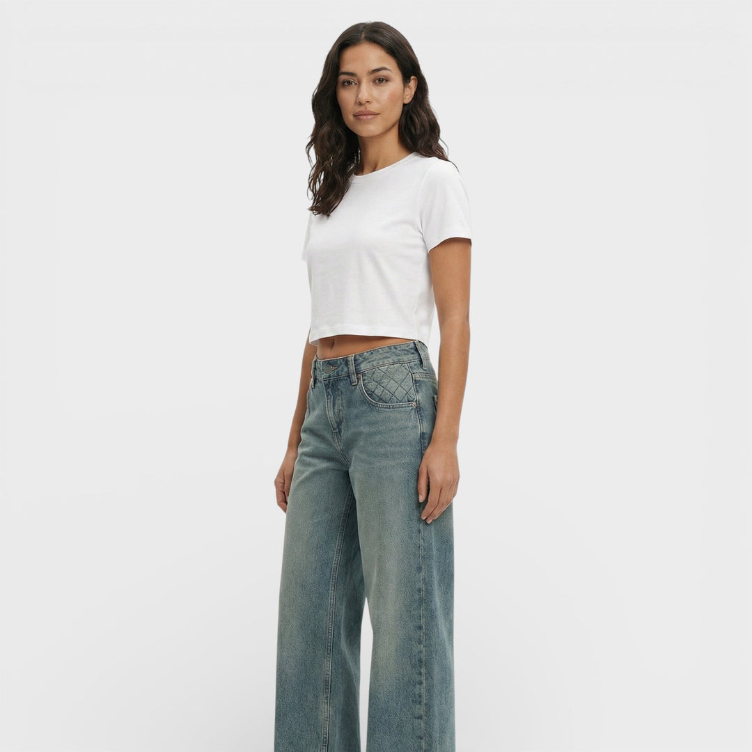 Jean Taille Moyenne Jambe Large Femme