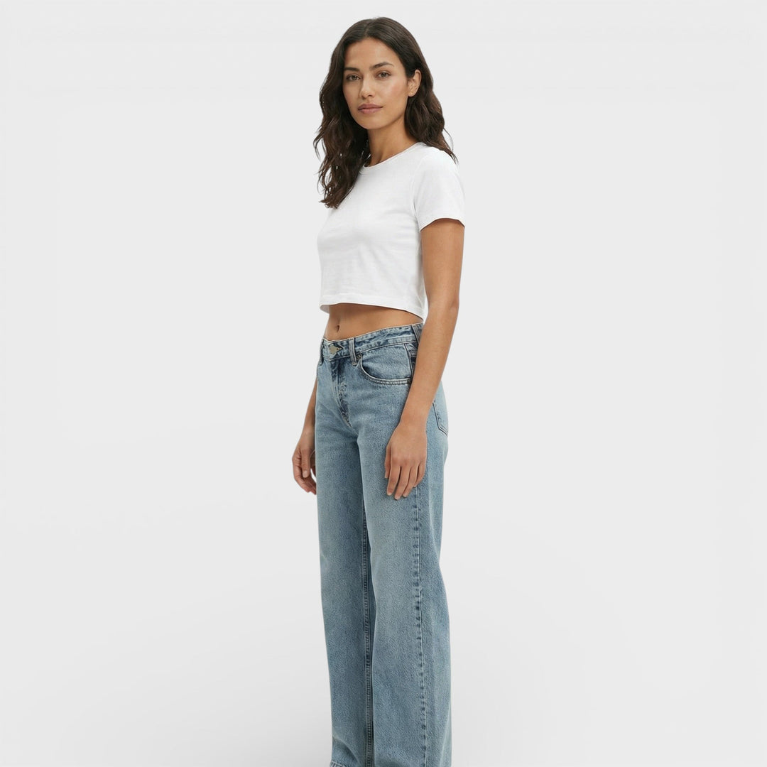 Jean Taille Moyenne Jambe Large Femme