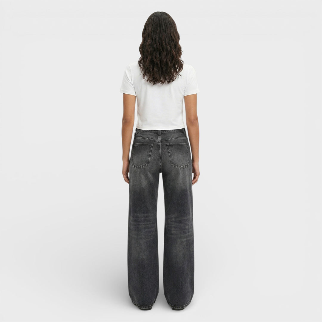 Jean Taille Moyenne Jambe Large Femme