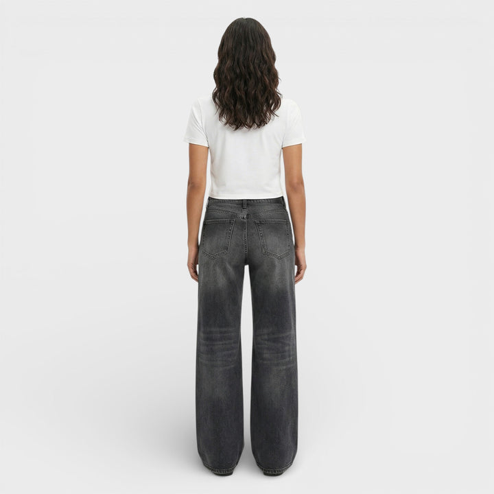 Jean Taille Moyenne Jambe Large Femme