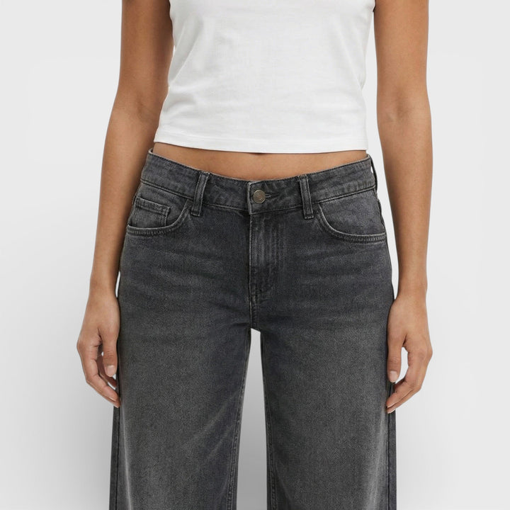 Jean Taille Moyenne Jambe Large Femme