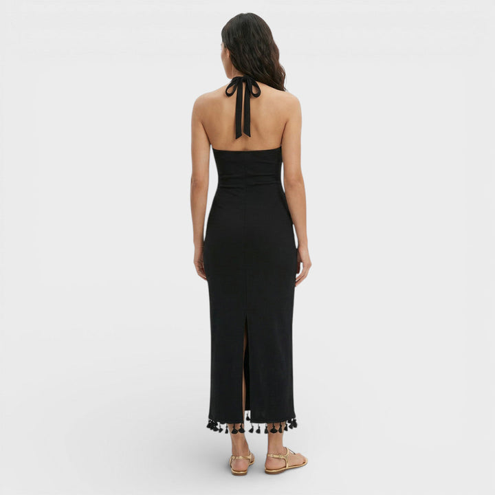 Robe Mini Florale Col Haut Noir