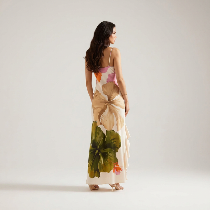 Robe Longue Femme Une Épaule Imprimée