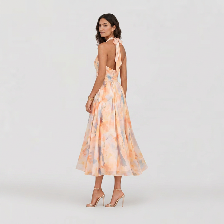 Robe dos nu à imprimé aquarelle